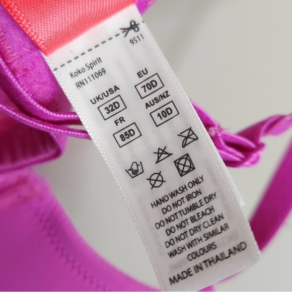 Cleo Panache 9511 Koko Spirit Underwire T-shirt Plunge Bra 32D Hot Pink Padded - Picture 4 of 7